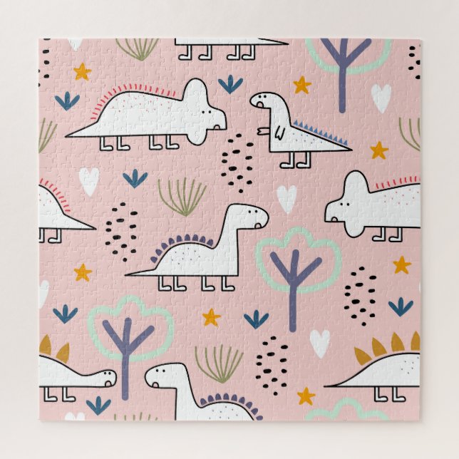 Puzzle Dinosaur Jungle : Illustration chilienne Vintage (Vertical)