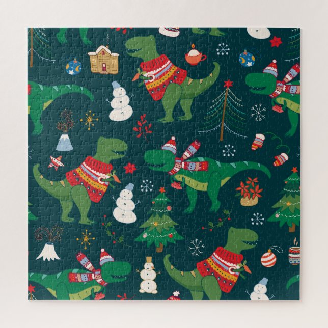 Puzzle Dinosaur T-Rex : Nouvel An de Noël. (Vertical)
