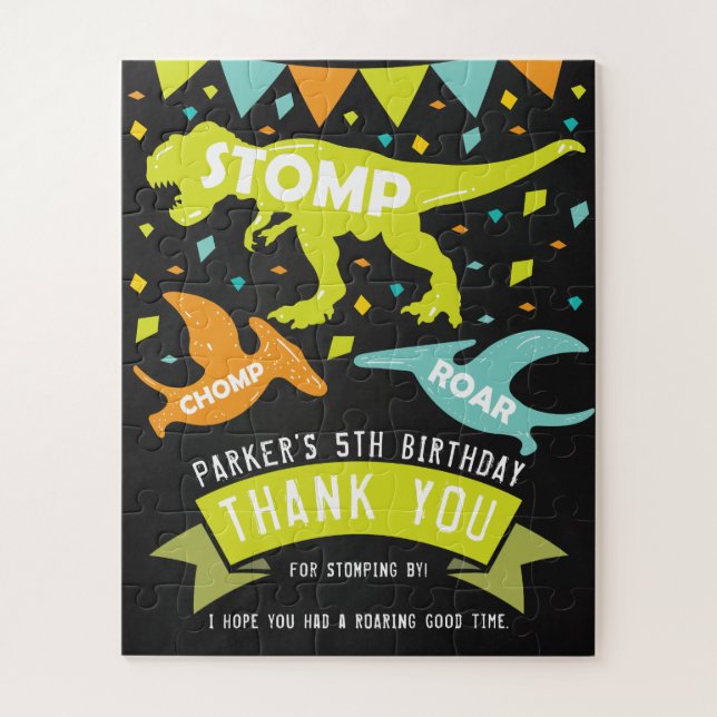 Puzzle Dinosaure Anniversaire Merci Faveurs (Vertical)