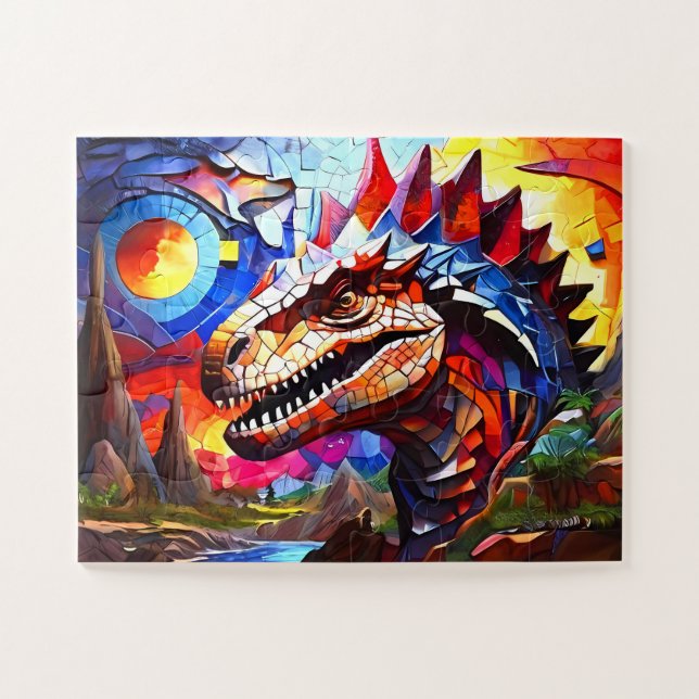 Puzzle Dinosaure coloré pour enfants (Horizontal)