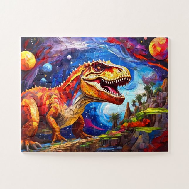 Puzzle Dinosaure coloré pour enfants (Horizontal)