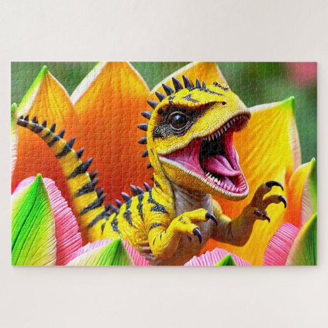 Puzzle Dinosaure roux jaune (Horizontal)