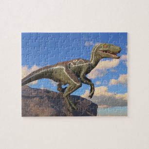 Puzzle Dinosaure velociraptor bleu à pignon