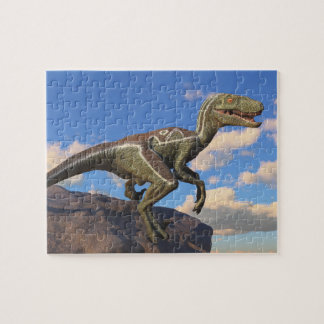 Puzzle Dinosaure velociraptor bleu à pignon