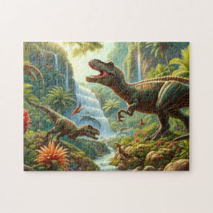 Puzzle Dinosaures amusants dans la forêt tropicale enfant