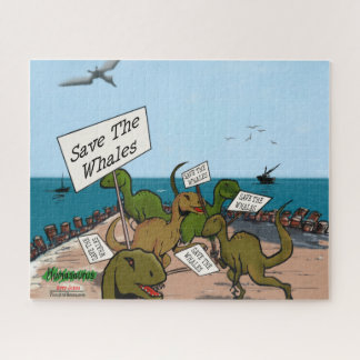 Puzzle Dinosaures amusants protestation "Sauvez les balei