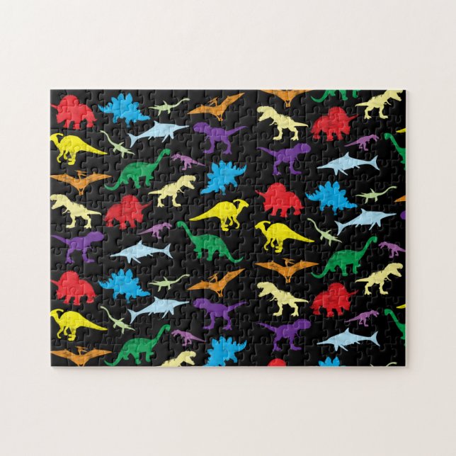 Puzzle Dinosaures colorés Aquarelle Enfants Motif (Horizontal)