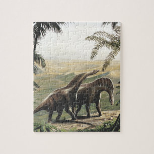 Puzzle Dinosaures Vintage, Amargasaurus avec Palmiers