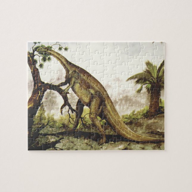 Puzzle Dinosaures vintages, Plateosaure Pâturage sur les  (Horizontal)