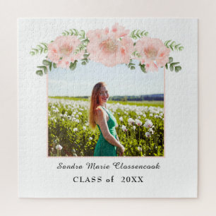 Puzzle Diplôme floral rose chic Classe blanche 2021