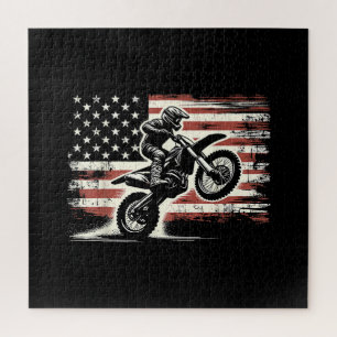Puzzle Dirt Bike American Flag Motocross Biker Vintage US