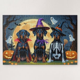 Puzzle Doberman Chiens Citrouille Halloween Drôle