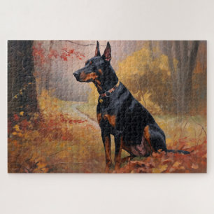 Puzzle Doberman en automne Feuilles automne Inspire