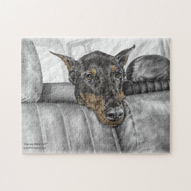 Puzzle Doberman en voiture (Horizontal)