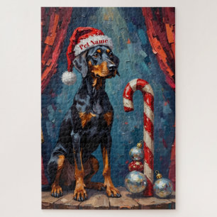 Puzzle Doberman Équilibre Actuel Chapeau de Bonbon de Noë