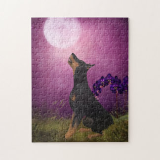 Puzzle Doberman Imaginaire violet Orchidées Chien Art