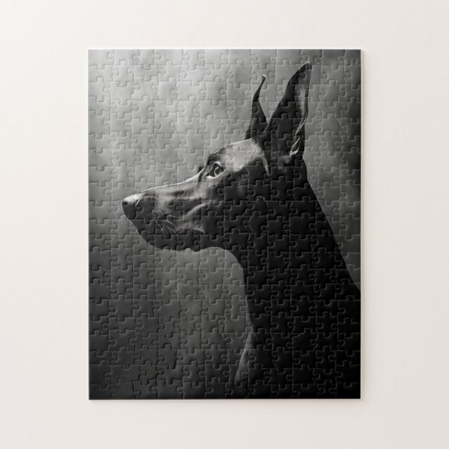 Puzzle Doberman Pinscher noir et blanc (Vertical)
