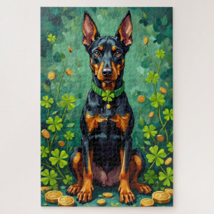Puzzle Doberman Saint-Patrick Élégant Chien Chanceux