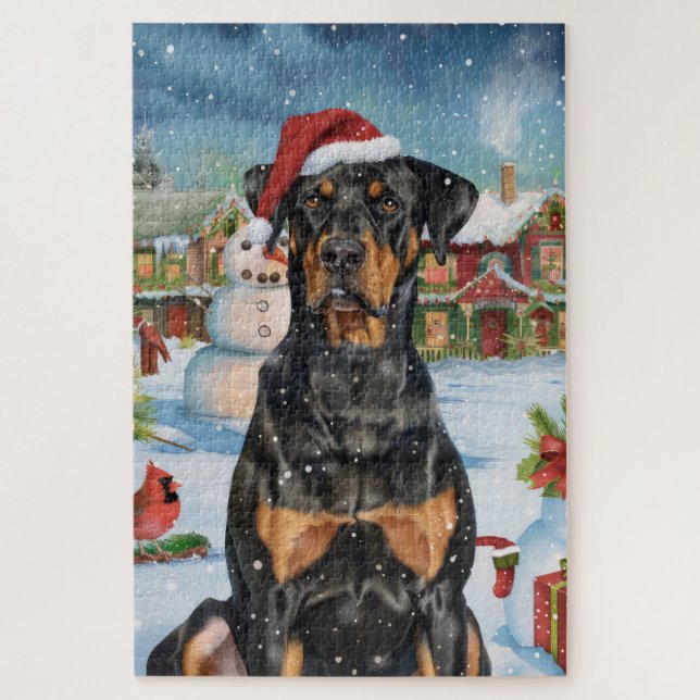 Puzzle Doberman Winter Wonderland Christmas Joy (Vertical)