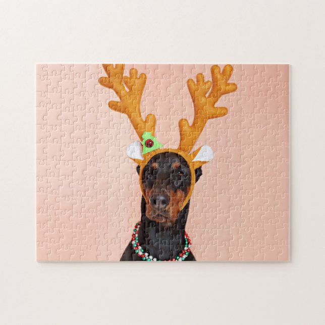 Puzzle Doberman with Horns of a Deer (Horizontal)