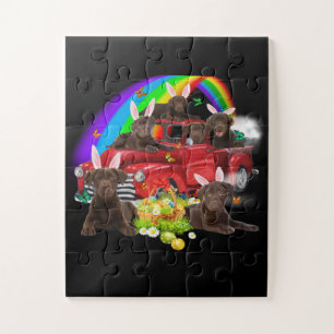 Puzzle Dog Lover Bunny Chocolate Labrador Easter Day
