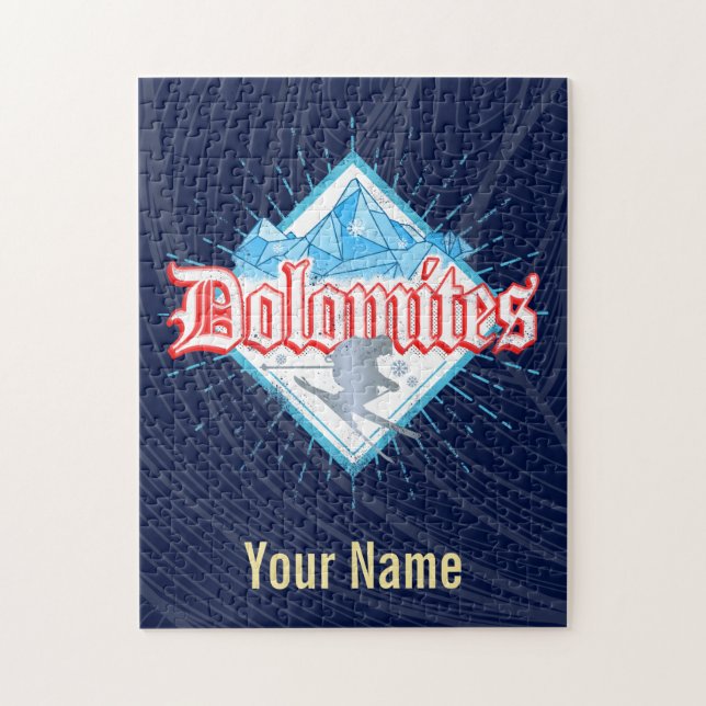 Puzzle Dolomites South Tirol Retro Skier Skier Vintage (Vertical)