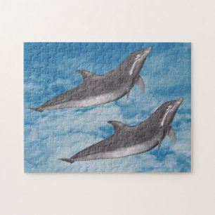 Puzzle Dolphins Ciel Bleu Nuages Blancs Nature Imaginaire