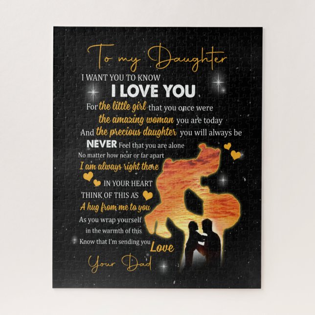 Puzzle Don de fille |Lettre À Ma Fille Amour De Papa (Vertical)