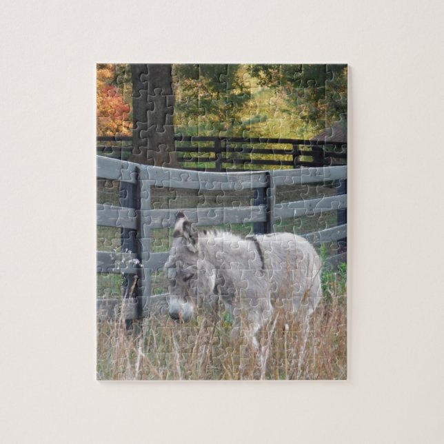 Puzzle Donkey dans un champ d'automne (Vertical)