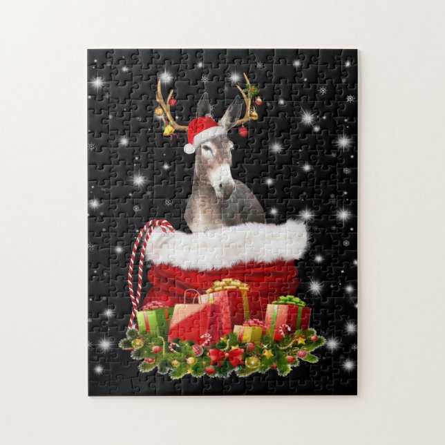 Puzzle Donkey Lover Venin | Happy Donkey Merry Christmas (Vertical)