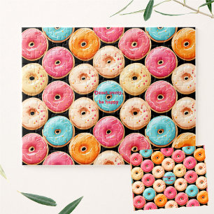 Puzzle Donut Sweet Colorful Pink Black Nom Texte