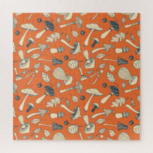Puzzle Doodle champignons Vintage papier peint sans coule
