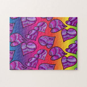 Puzzle Doodle coloré Rainbow Hearts Motif