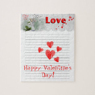 Puzzle Doodle de coeur sur la note Pad Carte Saint-Valent