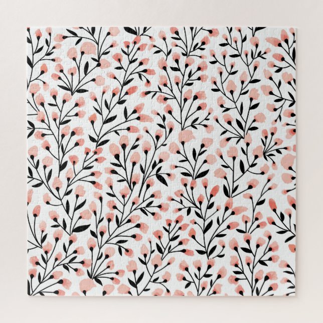 Puzzle Doodle Flowers : Coral Floral sans joint. (Vertical)
