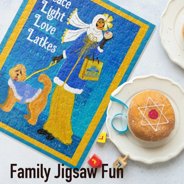 Puzzle Doodle Hannukah Art Nouveau Déco Chien (A Hanukkah jigsaw puzzle for the 8 days. Several sizes available.)