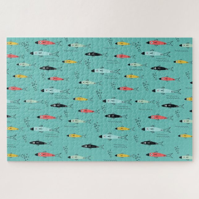 Puzzle Doodles de poissons modernes (Horizontal)