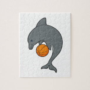 Puzzle Dophin comme joueur de basket-ball avec basket-bal