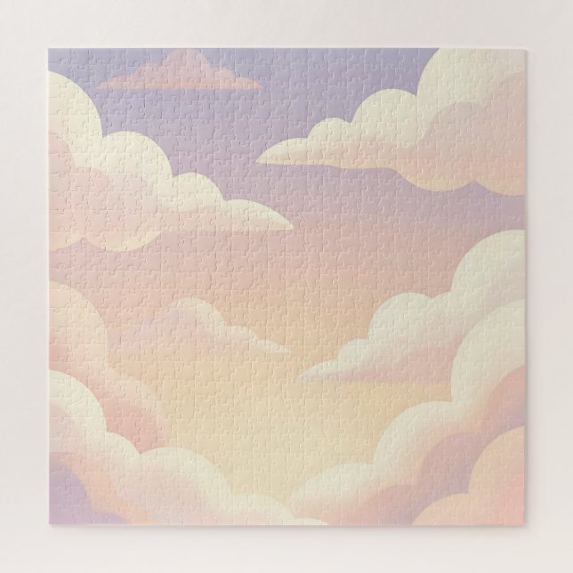Puzzle Douces Nuages Rêveurs Ciel Lavande Rose Pastel  (Vertical)