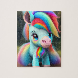 Puzzle Doux Coloré Bébé Pony Avec Arc En Ciel, Pony