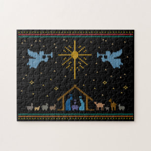Puzzle Doux moche Design Nativité chrétien Religieux
