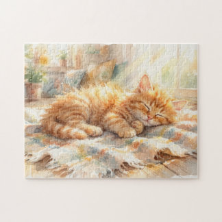 Puzzle Doux petit chaton se prélassant au soleil