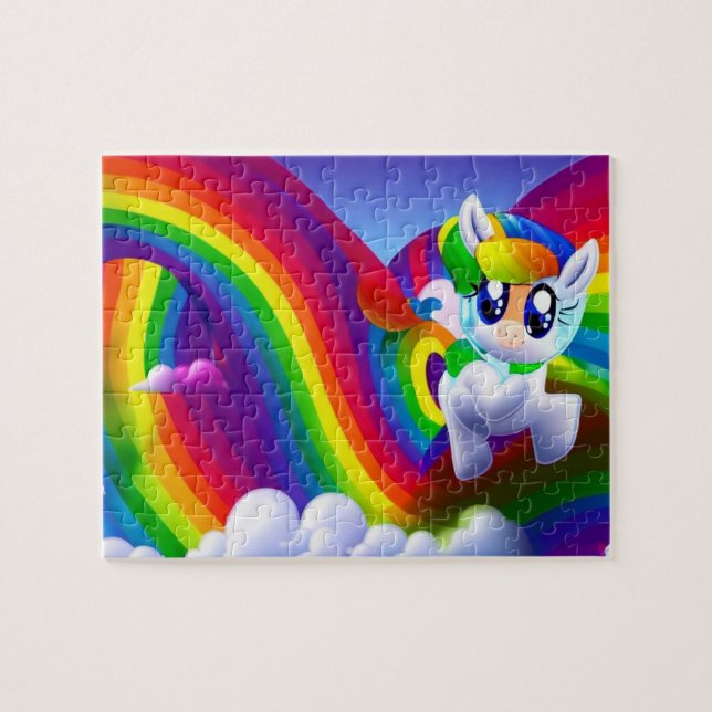 Puzzle Doux Pony Avec Arc En Ciel, Bébé Pony (Horizontal)