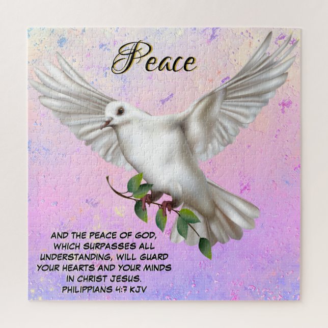 Puzzle Dove de la paix Scripture personnalisée Verse (Vertical)