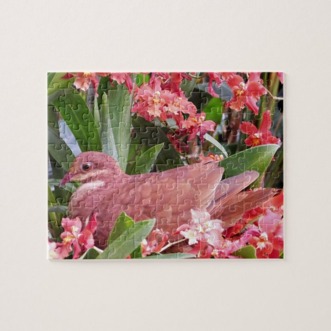 Puzzle Dove in Flowers (Horizontal)