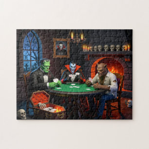 Puzzle Dracula et Frankenstein Halloween Monstre Poker