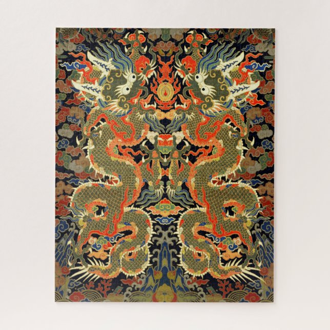 Puzzle Dragon Asiatique Chinois Coloré Art (Vertical)