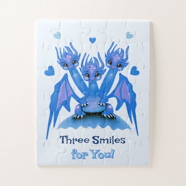 Puzzle Dragon bleu à trois têtes  (Vertical)