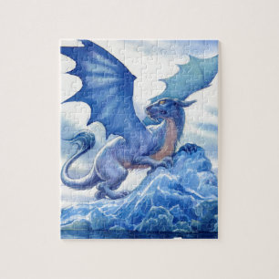 Puzzle Dragon bleu féroce