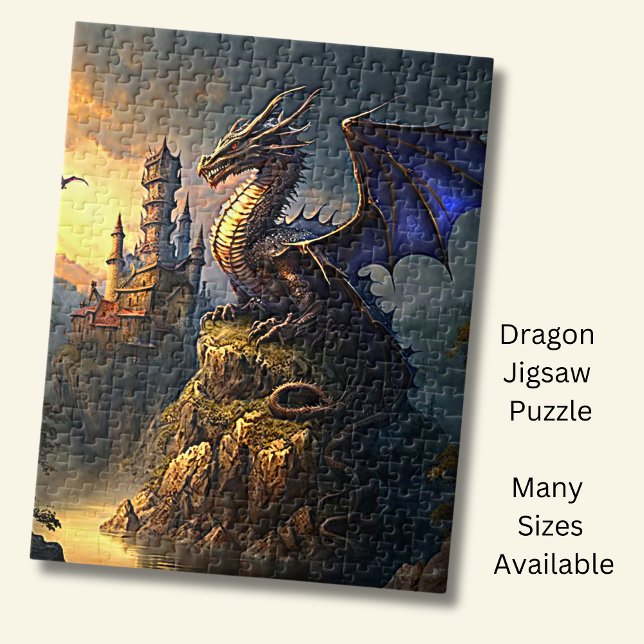 Puzzle Dragon Bleu Or Au Coucher Du Soleil (Créateur téléchargé)
